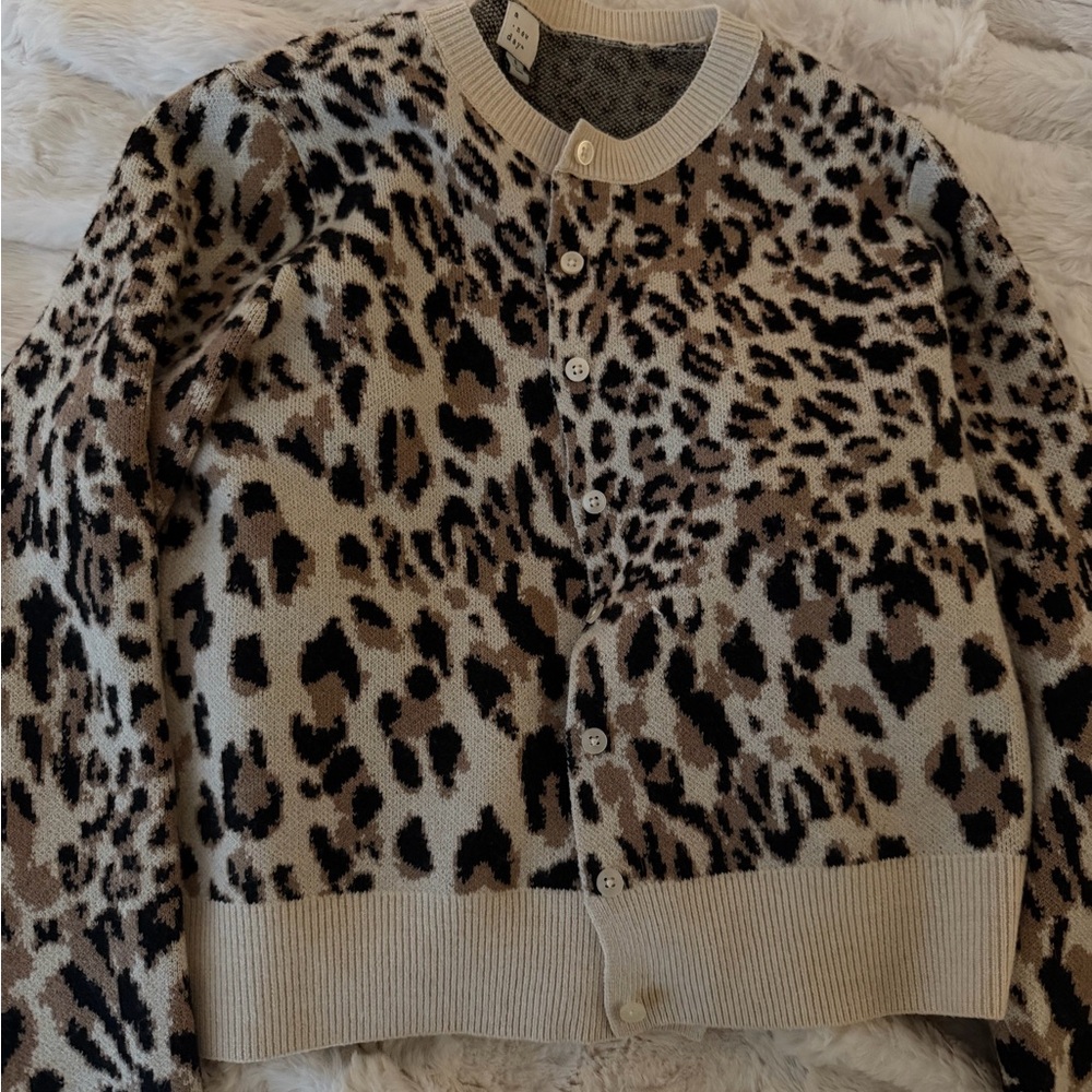 A New Day Animal Print Button-Up Sweater
